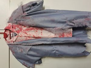 Kids Costumes to Hire - ZOMBIE GIRL - Grey jacket & skirt, shirt - 9-10 years